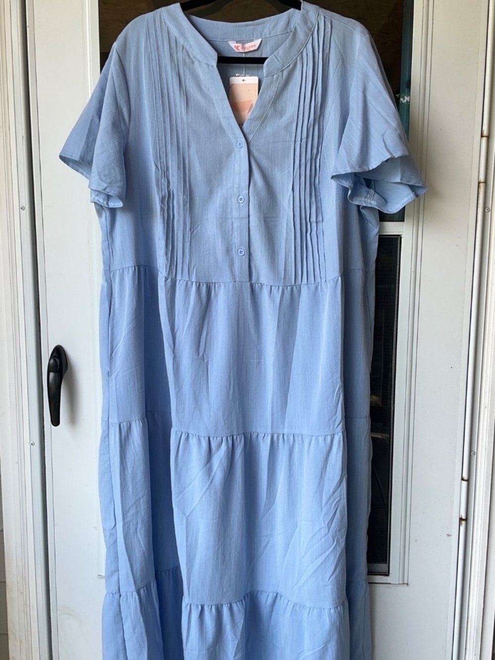 Size XXL New w/tags Kirundo Blue summer swing tier dress flutter short sleeves